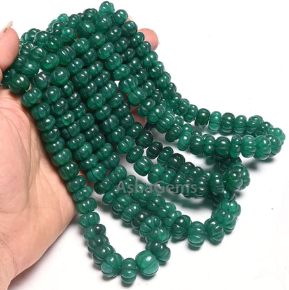 16"Strand Green Quartz Carved Pumpkin Beads, Quartz Carving Watermelon Gemstone Beads,Fine Green Quartz Handmade carve Rondelle Bead Jewelry
