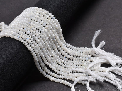 14"Strand Natural Flash Rainbow Moonstone Smooth Button Shape Gemstone Beads, White Rainbow Handmade Button Center Drill Beads Jewelry Craft