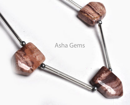 Brown Mookaite Jasper Fancy Gate Shape Beads, Natural Jasper Smooth Handmade Side Drill Gemstone Beads, Picture Jasper Bead Jewelry Makings