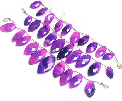 Shaded Purple Blue Chalcedony Marquise Shape Faceted Beads, Fine Chalcedony Fancy Marquise Side Drill Briolette Gemstone Bead Jewelry Making