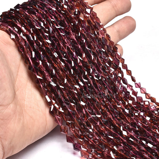 Beautiful Garnet Fancy Rhombus Shape Gemstone Faceted Beads,13"Strand Red Pink Garnet Table Cut Faceted Briolette Rhombus beads AAA Garnet