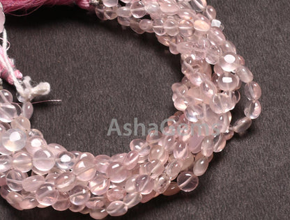 Fine Pink Rose Quartz Smooth Coin Shape handmade Beads,8" Natural Rose Quartz Straight Drill Coin Gemstone Loose Beads Jewelry Making Crafts