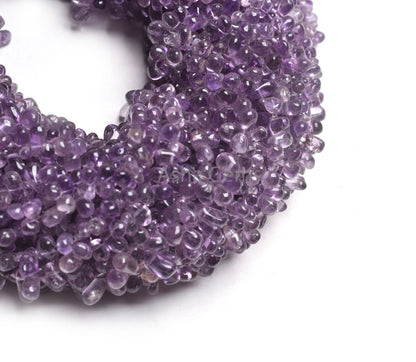 13"Strand Natural Amethyst Smooth Drop Shape Beads, Purple Amethyst Plain Uneven Teardrop Handmade Gemstone Bead, Amethyst Bead Jewelry SALE