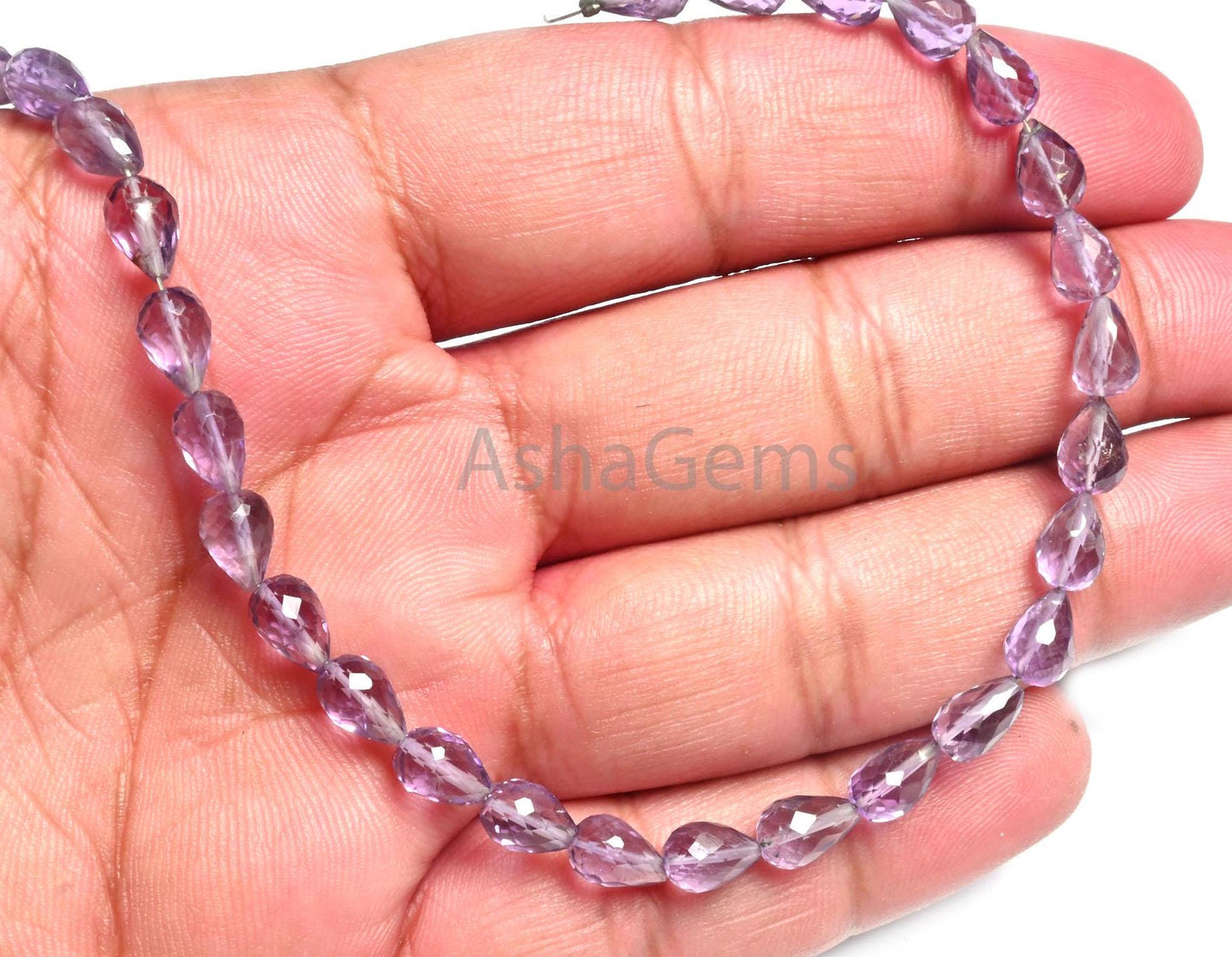 5-8 mm AAA Pink Amethyst Faceted Drop Shape Gemstone Beads, Fine Amethyst Indian Machine Cut Teardrop Briolette Straight Drill Beads Jewelry