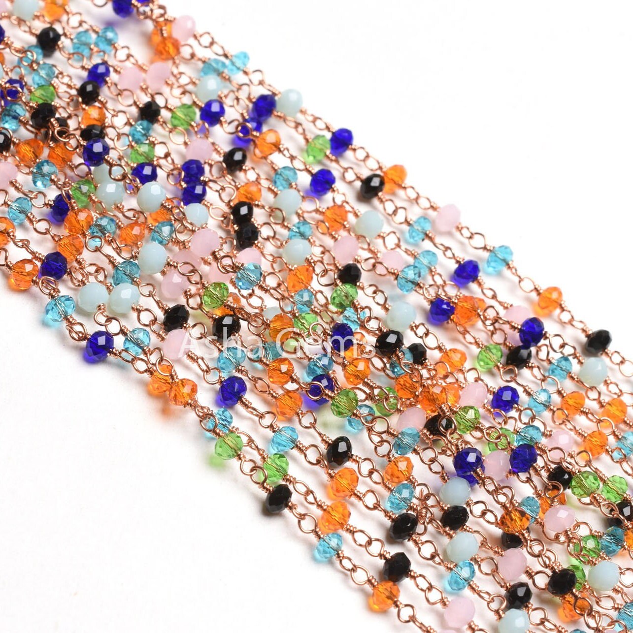 1-50 foot Multi Disco Hydro Faceted Rondelle Beads Rosary Chain,3mm Rose Gold Plated Wire Wrap Jewelry Necklace Making Chain Rosary Handmade