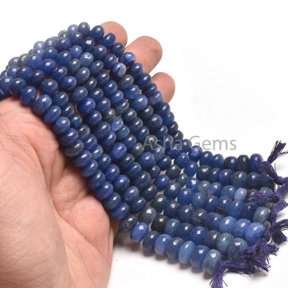 Fine Blue Tanzanite Smooth Gemstone Loose Beads, Tanzanite Plain Handmade Rondelle Shape Beads TZ, Tanzanite Beads For Jewelry Making Craft