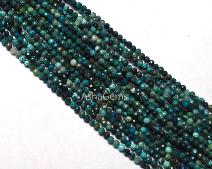 2.5 mm Beautiful Blue Chrysocolla Faceted Rondelle beads, Shaded Multi Blue Chrysocolla micro Cut Gemstone bead,13" Strand Chrysocolla Beads