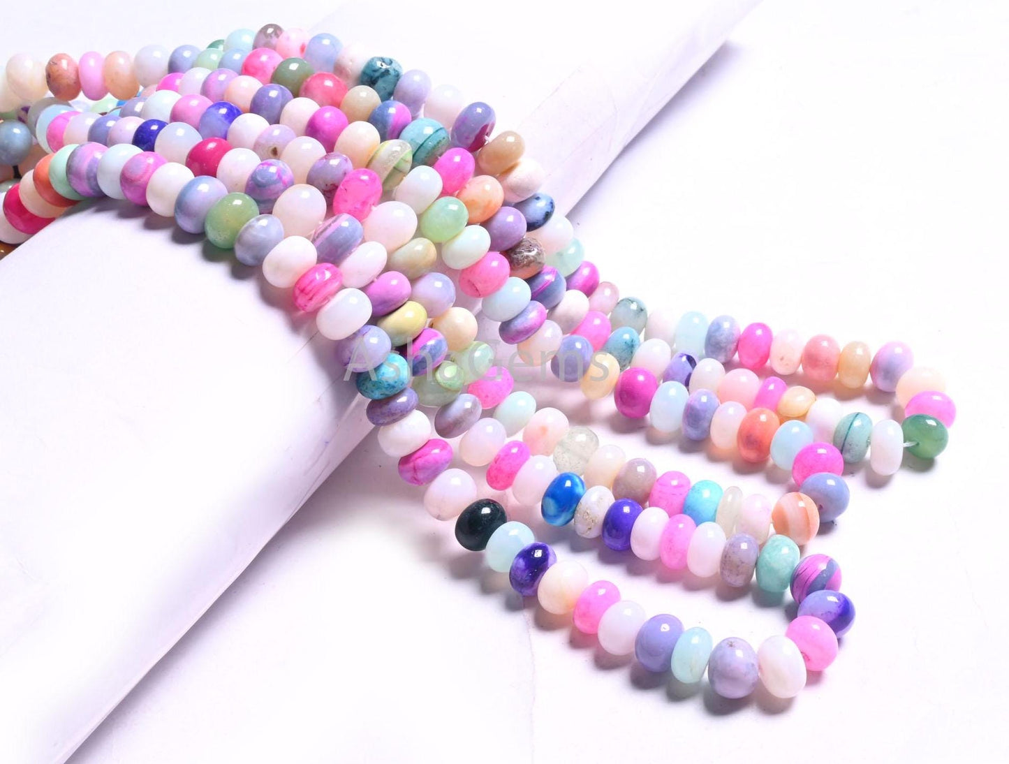 Fine Quality Mix Color Opal Smooth Rondelle Gemstone Loose Beads,16"Disco Opal Plain Handmade Beads, Multi Opal Bead Jewelry handicraft SALE