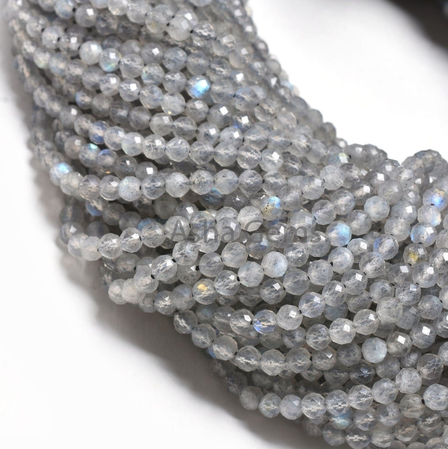 AAA Grey Labradorite Faceted Round Ball Beads,3.5mm labradorite Machine Cut Round Gemstone Beads, Natural Blue Fire Labradorite Bead Jewelry