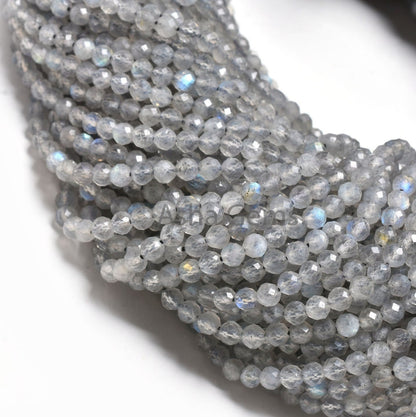 AAA Grey Labradorite Faceted Round Ball Beads,3.5mm labradorite Machine Cut Round Gemstone Beads, Natural Blue Fire Labradorite Bead Jewelry