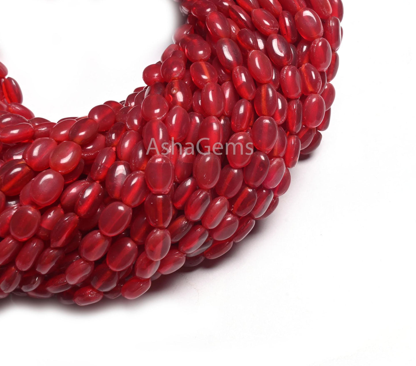 Beautiful Carmine Red Hydro Smooth Oval Shape Beads,6-8 mm Cherry Red Quartz Hydro Plain Handmade Oval Loose Beads Jewelry Making Craft SALE
