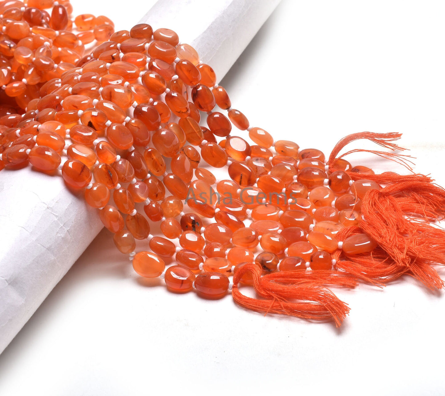 Beautiful Carnelian Smooth Oval shape Uneven Handmade Beads,10" Red Orange Carnelian Oval Straight Drill Gemstone Smooth Bead Jewelry Crafts