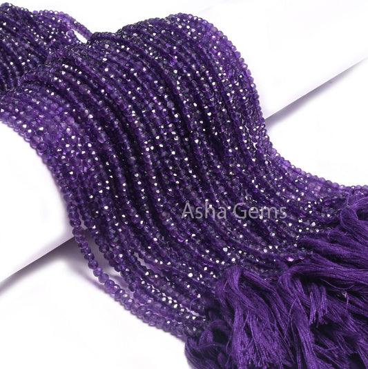 Beautiful African Amethyst Faceted Rondelle Beads,13"Strand AAA Purple Amethyst Indian Cut Gemstone Beads Natural Amethyst Bead Jewelry SALE