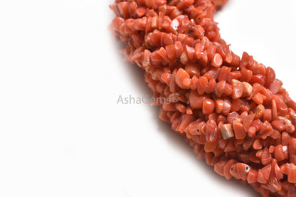 Natural Red Coral Uncut Chips Beads,34"Strand Real Coral Smooth Raw Rough Tiny Moonga Gemstone Precious Beads, Fine Coral Bead Jewelry Craft