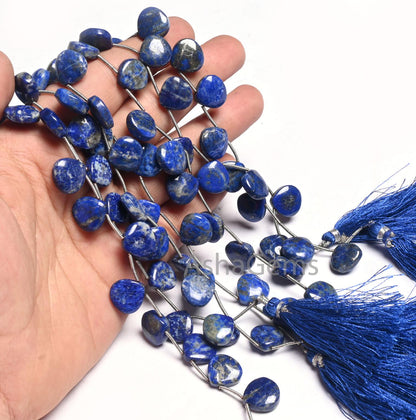 Beautiful Blue lapis Lazuli Smooth Heart Shape Beads, Natural Lapis Plain handmade Heart Side Drill Gemstone lapis Bead Jewelry making Craft