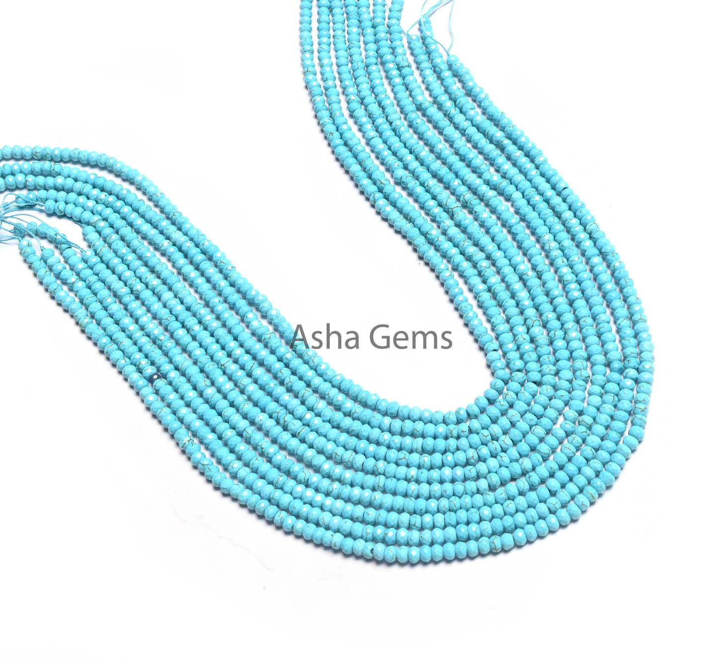 4.5 mm Beautiful Blue Jade faceted Rondelle Shape Beads,14" Strand Blue Turquoise Color Jade Quartz machine cut Gemstone Bead Jewelry Making