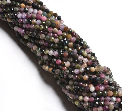 3.50 mm Tourmaline Micro Cut Rondelle Faceted Gemstone Beads, Fine Natural Multi Disco Tourmaline Machine Cut Bead Tourmaline Jewelry Making