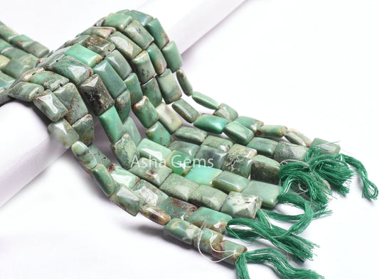 Natural Green Chrysoprase Smooth Chiclet Beads,15"Strand Chrysoprase Beads Gemstone Fancy Handmade Uneven Rectangle Straight Drill Bead SALE