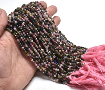 3.50 mm Tourmaline Micro Cut Rondelle Faceted Gemstone Beads, Fine Natural Multi Disco Tourmaline Machine Cut Bead Tourmaline Jewelry Making