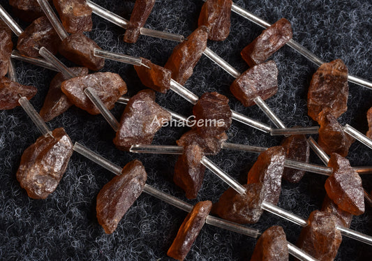 Beautiful Brown Hessonite Uneven Shape Rough Unpolish Beads, Natural Hessonite Garnet raw Long Stick Gemstone Beads Mineral, Healing Crystal