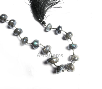 Beautiful Grey Silver coated Labradorite Smooth Gemstone Loose beads, flashy labradorite Coated Rondelle handmade Beads Jewelry Making Craft
