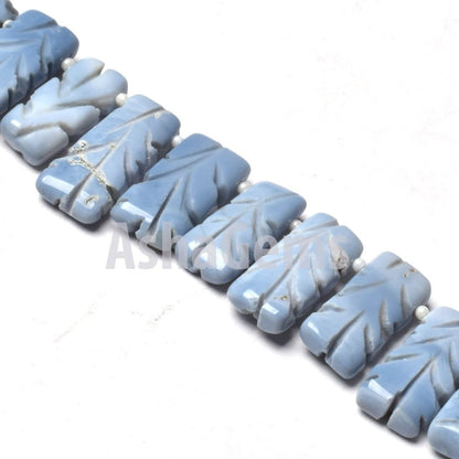 Beautiful Blue Oregon Opal Carved Rectangle Shape Beads,8"Strand Blue Opal Carve Beads, Opal Side Drill Carving Chiclet Bead Blue Opal Fancy