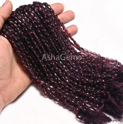 5.5-7mm Beautiful Purple Garnet Color Hydro Smooth Oval Shape Beads,13" Fine purple Hydro Plain Oval handmade Bead Jewelry making Craft SALE