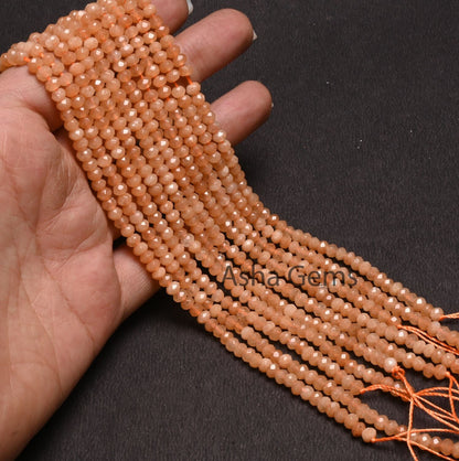 Beautiful Peach Jade Quartz faceted Rondelle Shape Loose Beads,13.5" Fine Peach Jade Quartz machine cut Bead,4.5 mm jade Beads Jewelry Craft (AG 15201)