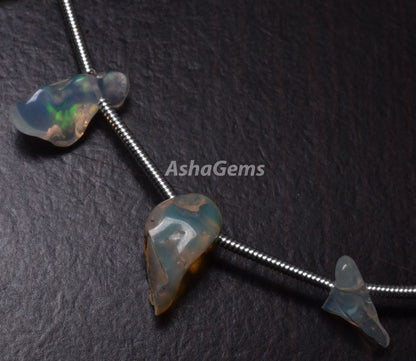 Rainbow Fire Ethiopian Opal Untreated Beads, 23Carat Beautiful Flashy Fire Opal Rough Nuggets Beads, Rock Mineral Opal Loose Gemstone Beads
