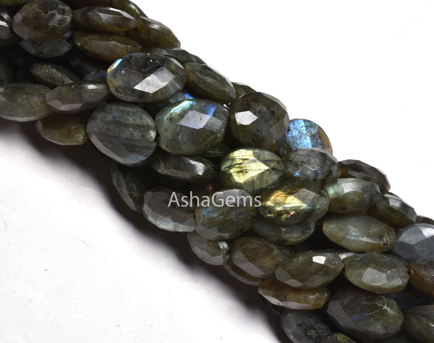 Labradorite Faceted Oval Shape Gemstone Loose Beads,10" Strand Multi Flash Labradorite Oval Beads, Black Rainbow Briolette Beads For Jewelry