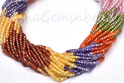 Beautiful Multi Color Zircon Micro Cut Faceted Beads,13" Strand AAA Multi Zircon Machine Cut Rondelle Shape Beads 3 mm,Jewelry Making Crafts