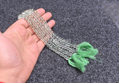 Beautiful Green Amethyst Faceted Rondelle Beads,10"Natural Amethyst Indian Machine Cut Gemstone Center Drill Beads, Green Amethyst Bead SALE
