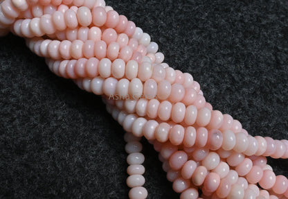 Beautiful Pink Opal Smooth Rondelle Gemstone Beads, Fine Quality Shaded Pink Opal Handmade Roundelle Beads, Opal Bead Jewelry Necklace Craft