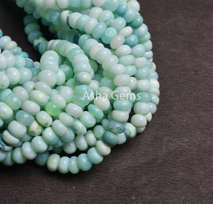 7 mm Fine Sea Green Opal Smooth Rondelle Shape Beads, Shaded Opal Plain Handmade Gemstone Roundelle Bead, Opal Beads Jewelry Handicraft SALE