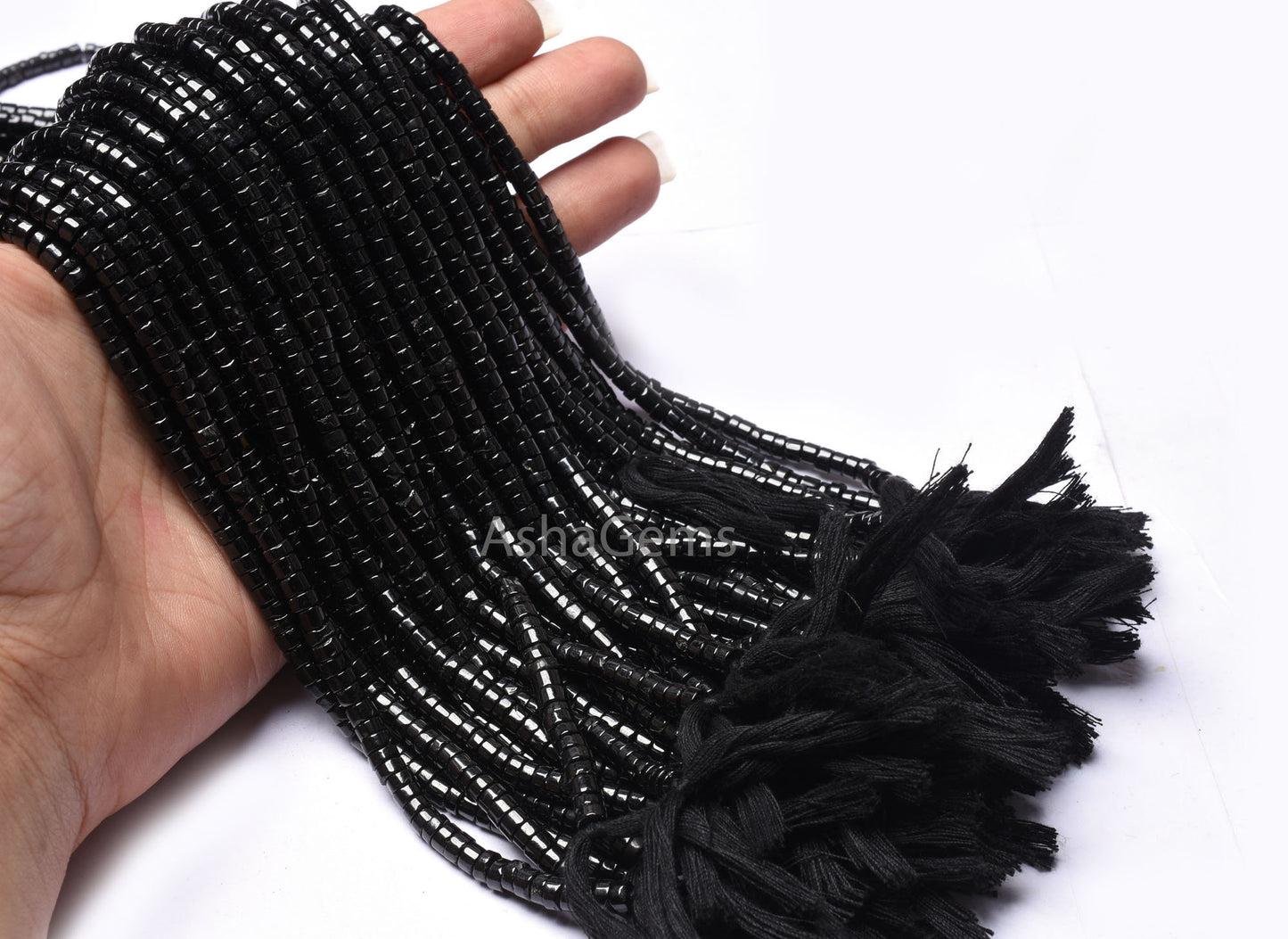 AAA Quality Black Spinel Smooth Wheel Shape Beads, Spinel Tyre Beads,4,5 mm Black Gemstone Center Drill Beads For Necklace Jewelry Making