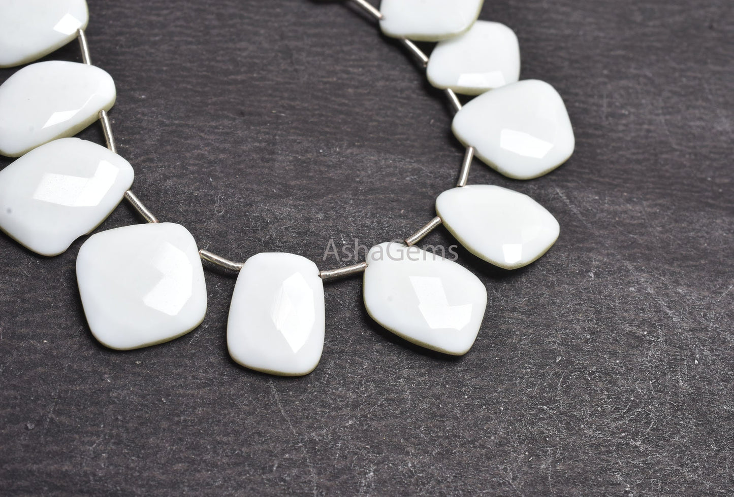 Beautiful White Agate Fancy Slice Shape Side Drill Beads,6" Strand Natural Agate Uneven Flat Slice Gemstone Beads For Jewelry Making Crafts