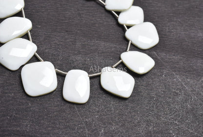 Beautiful White Agate Fancy Slice Shape Side Drill Beads,6" Strand Natural Agate Uneven Flat Slice Gemstone Beads For Jewelry Making Crafts