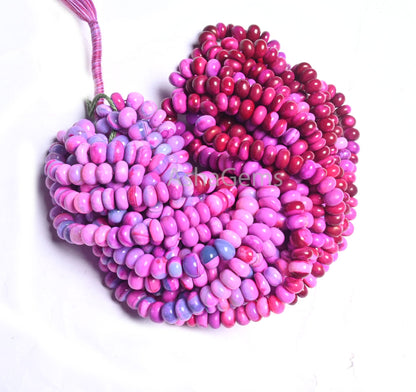 Beautiful Hot Pink Lavender Opal Smooth Rondelle Gemstone Beads, AAA Shaded Pink Opal Plain Handmade Beads, Opal Beads Necklace Jewelry SALE
