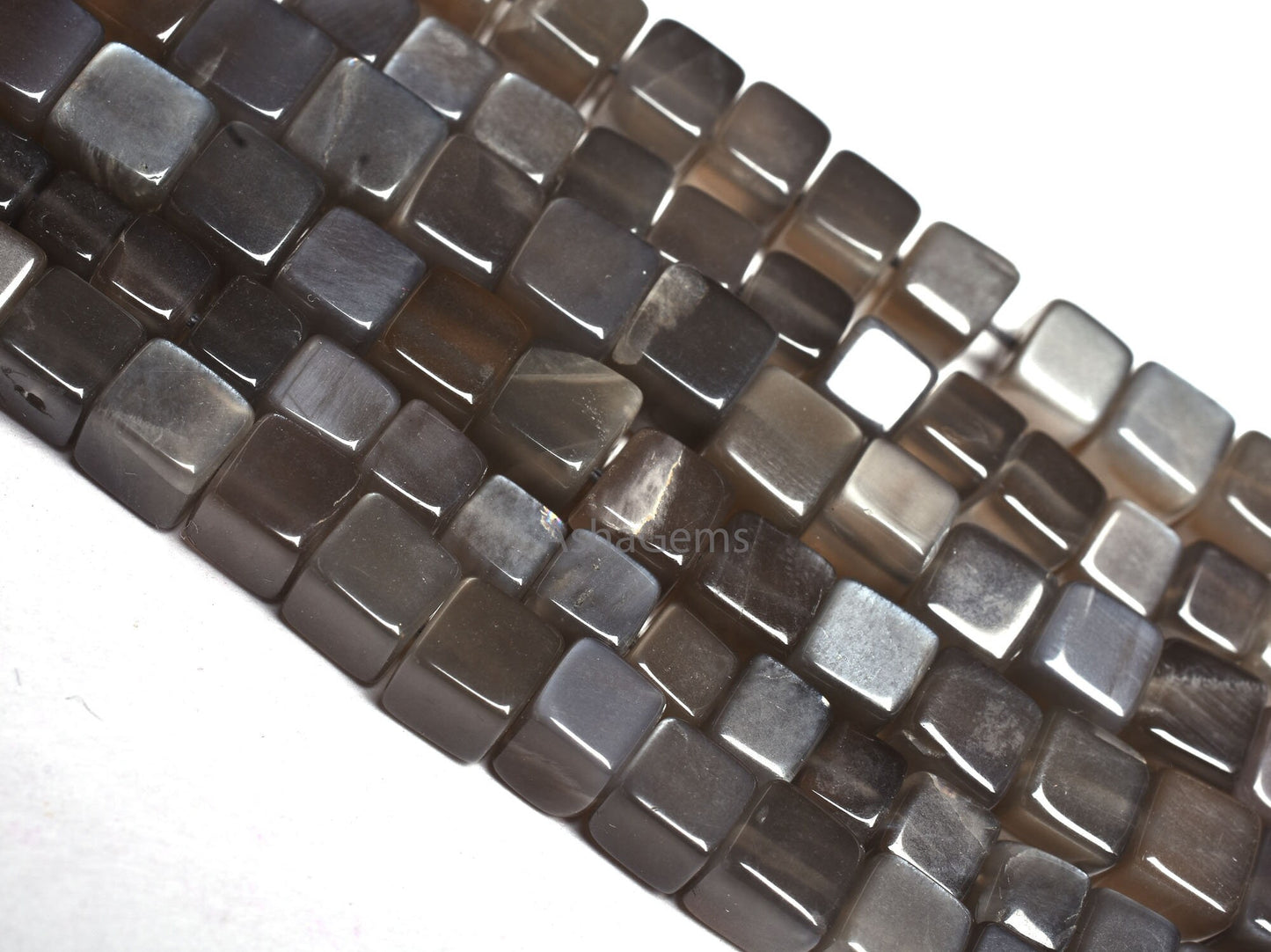 Beautiful Gray Moonstone Smooth Box Shape Beads, Natural Grey Moonstone 3D Cube Box Gemstone Beads, Moonstone Handmade Indian Beads jewelry