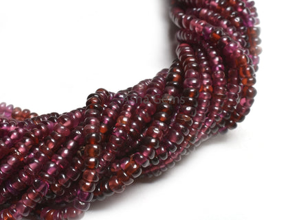 Beautiful Garnet Smooth Gemstone Beads, Natural Red Pink Garnet Plain Handmade Uneven Rondelle Shape Beads,12" Fine Garnet Bead Jewelry SALE