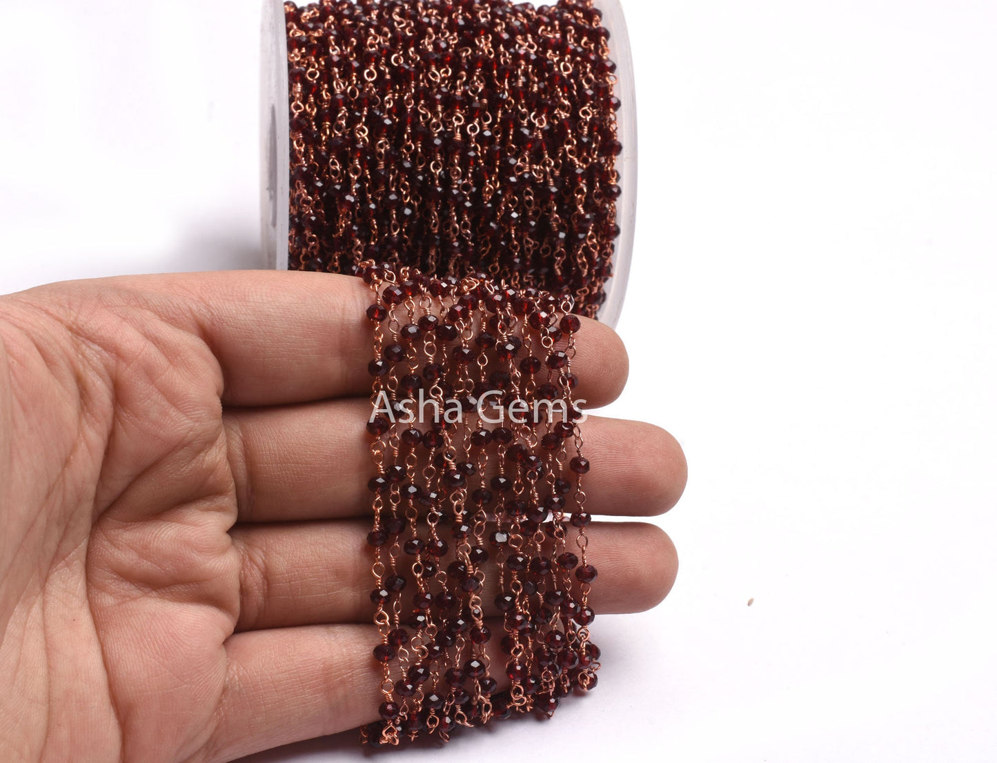 Beautiful Red Garnet Hydro Beads Faceted Rondelle Rosary Chain 1,10,50 Feet Rose Gold Plated Beaded Handmade Chain Jewelry Making Handicraft