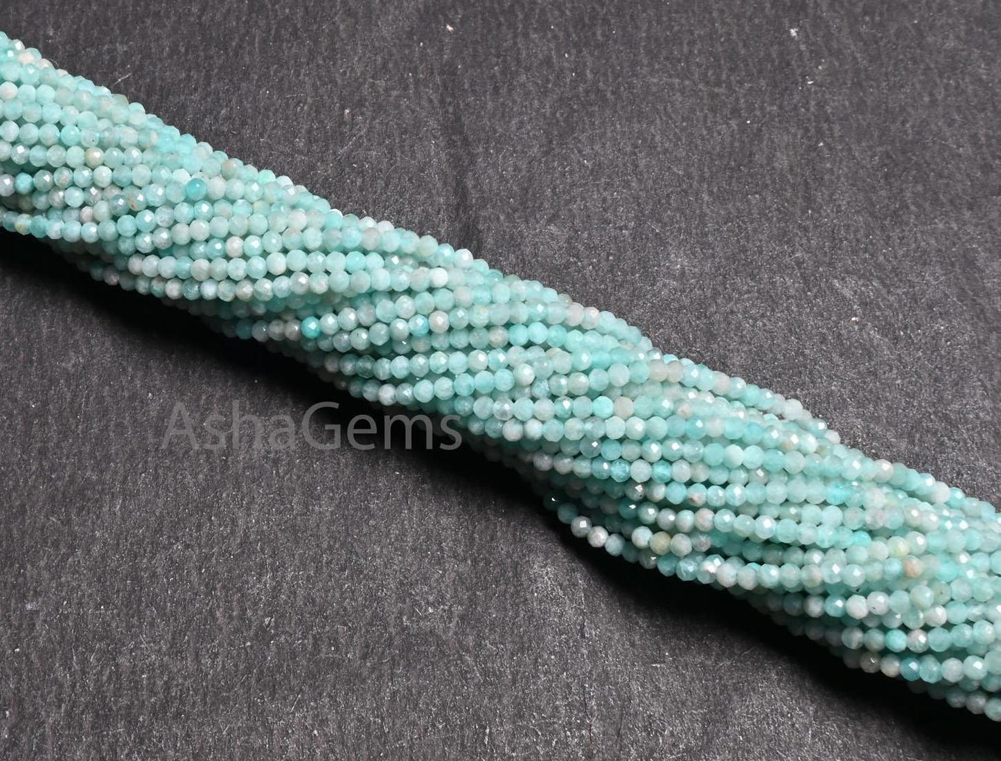 Beautiful Blue Amazonite Micro Cut Faceted Rondelle Beads,2.25 mm Natural Amazonite Machine Cut Tiny Gemstone Amazonite Beads Jewelry Crafts
