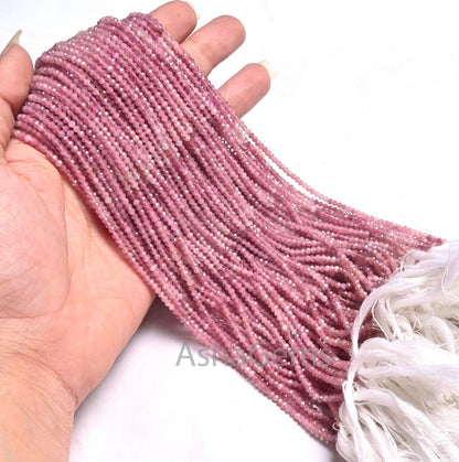 Natural Pink Tourmaline Faceted Rondelle Tiny Gemstone Beads,2.5 mm Fine Shaded Pink Tourmaline machine cut Micro Faceted Beads Jewelry SALE