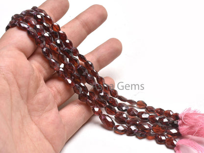 Red Garnet Faceted Oval Shape Gemstone Beads, Fine Quality Natural Garnet Indian Hand Cut Oval Briolette Straight Drill Garnet Beads Crafts