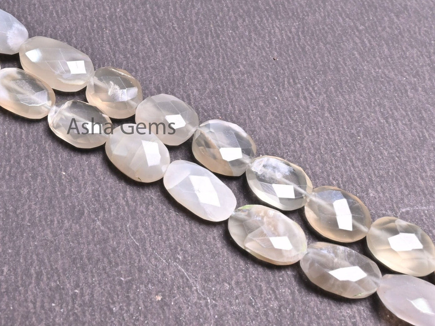 Shaded Grey Moonstone faceted Oval Beads,9" Strand Natural Grey Moonstone Oval Briolette Straight Drill Gemstone Moonstone Bead Jewelry SALE