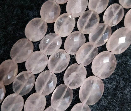 Beautiful Pink Rose Quartz Faceted Oval Shape Beads, Natural rose Quartz Gemstone Beads Indian,8 Inch Strand Quartz Faceted Oval Beads Craft