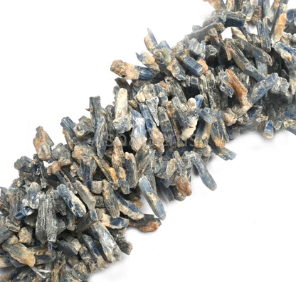 Natural Kyanite Beads, Kyanite Rough Beads,16" Strand Blue Kyanite Unpolish Long Stick Uneven Shape Gemstone Beads, Side Drill Raw Bead SALE