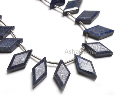 Natural Blue Lapis Faceted Rhombus Shape Beads,8-16 mm Fine lapis Lazuli Fancy Side Drill Gemstone Beads, Lapis Beads Jewelry Making Crafts