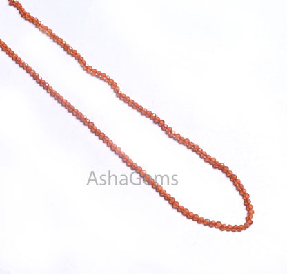 2.4mm Natural Brown Hessonite Garnet Faceted Rondelle Shape Gemstone beads Authentic Hessonite, Brown Garnet Micro Faceted tiny Bead Jewelry