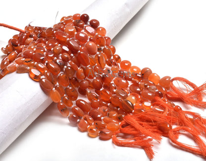 10" Strand Red Carnelian Handmade Oval shape smooth Beads, Carnelian Uneven Oval Straight Drill Gemstone Carnelian Bead Jewelry Crafts SALE